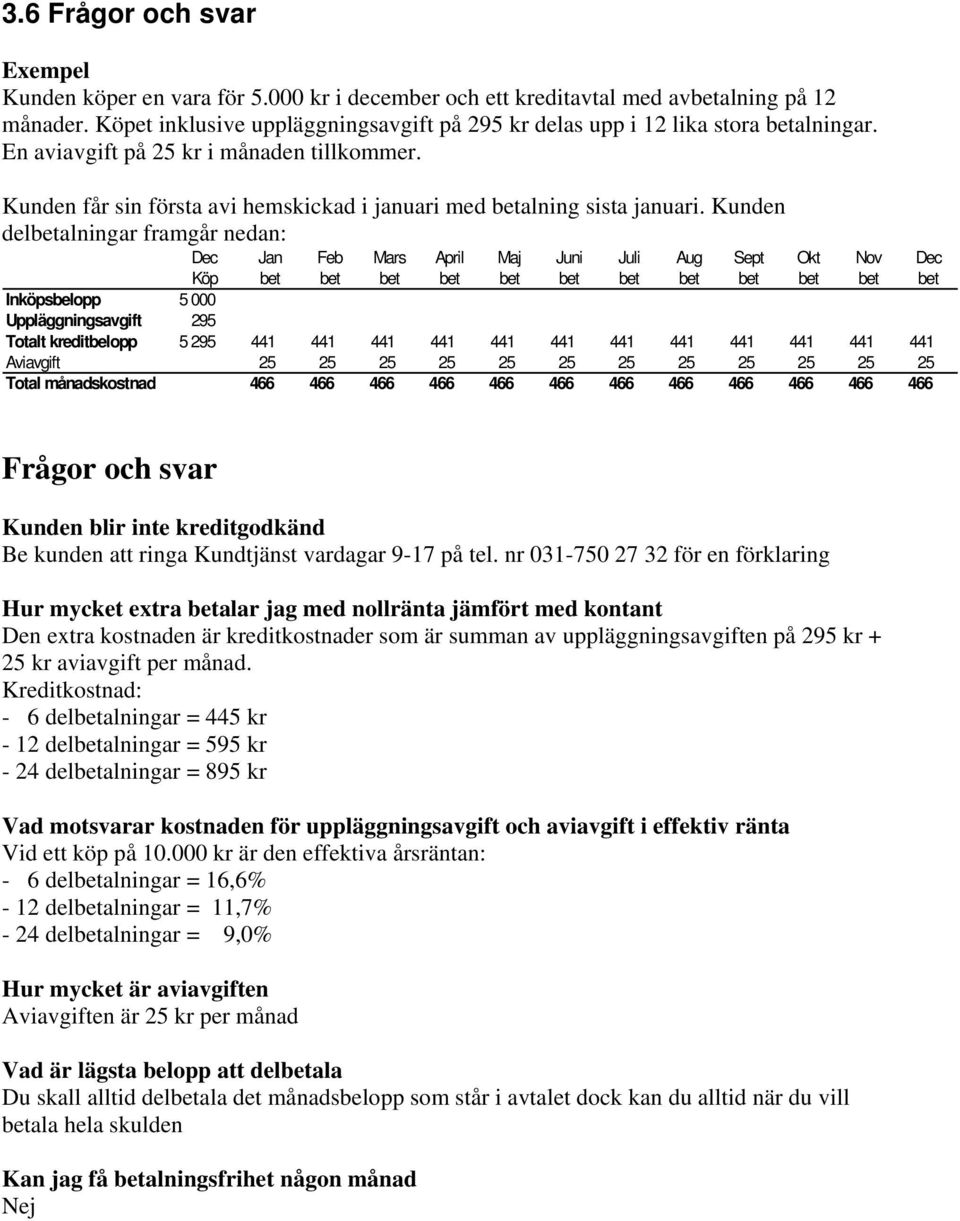 Kunden får sin första avi hemskickad i januari med betalning sista januari.