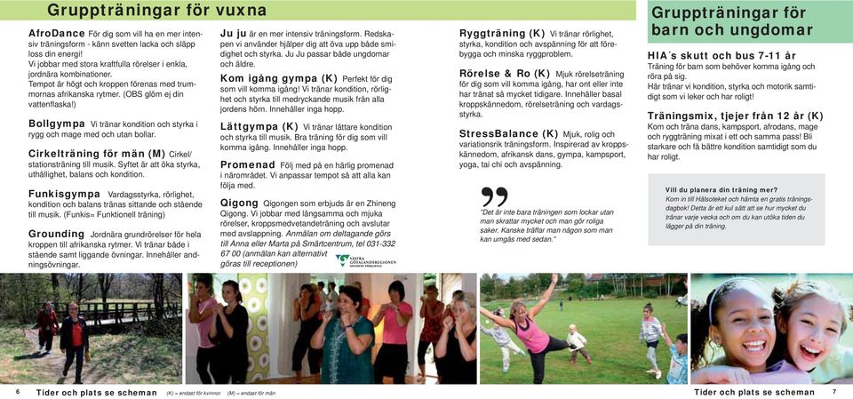) Bollgympa Vi tränar kondition och styrka i rygg och mage med och utan bollar. Cirkelträning för män (M) Cirkel/ stationsträning till musik.