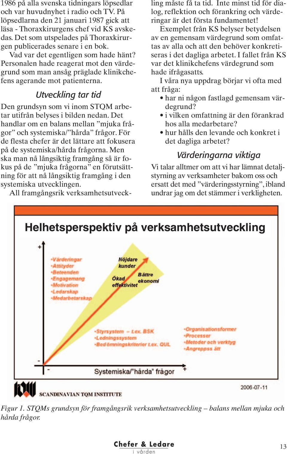 Personalen hade reagerat mot den värdegrund som man ansåg präglade klinikchefens agerande mot patienterna. Utveckling tar tid Den grundsyn som vi inom STQM arbetar utifrån belyses i bilden nedan.