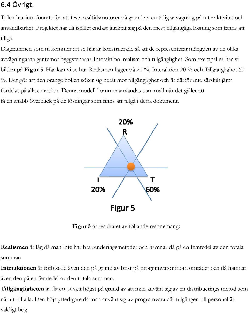 Diagrammen som ni kommer att se här är konstruerade så att de representerar mängden av de olika avvägningarna gentemot byggstenarna Interaktion, realism och tillgänglighet.