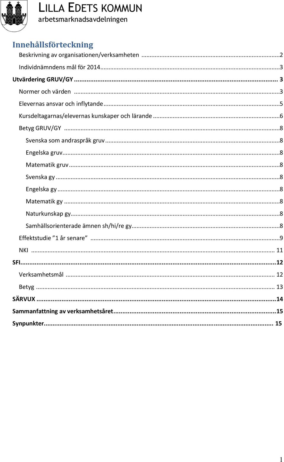 ..8 Svenska som andraspråk gruv...8 Engelska gruv...8 Matematik gruv...8 Svenska gy...8 Engelska gy...8 Matematik gy...8 Naturkunskap gy.