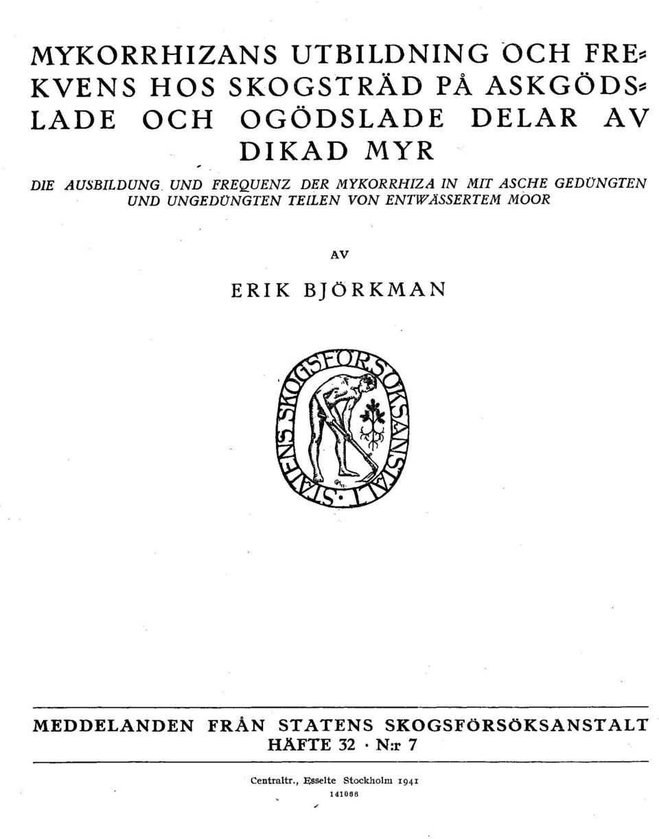 ASCHE GEDONGTEN UND UNGEDONGTEN TElLEN VON ENTW ASSERTEM MOOR AV ERIK BJöRKMAN