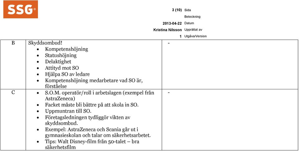 förståelse C S.O.M. operatör/roll i arbetslagen (exempel från AstraZeneca) Facket måste bli bättre på att skola in SO.