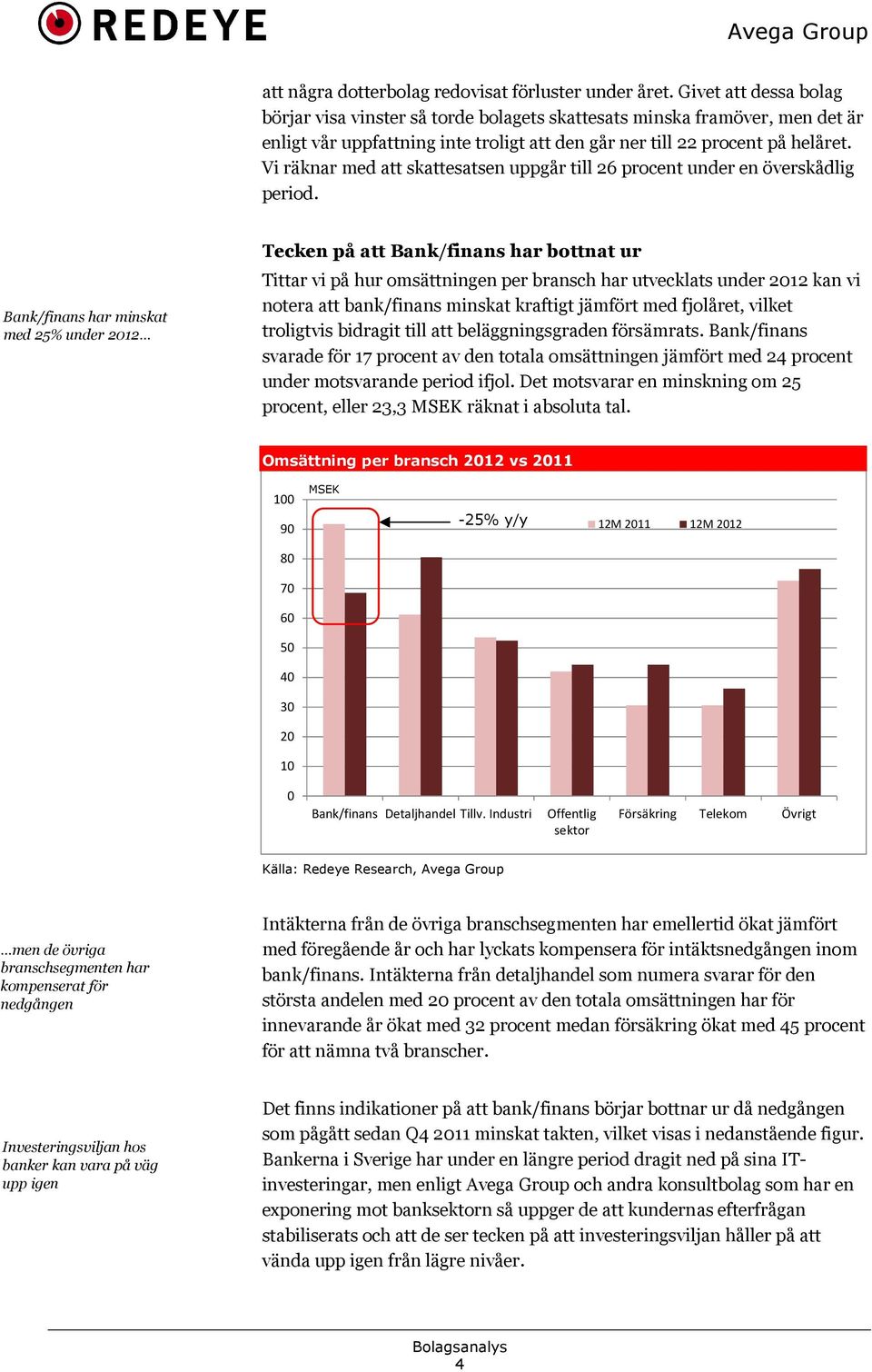 Vi räknar med att skattesatsen uppgår till 26 procent under en överskådlig period.