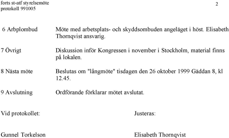 Diskussion inför Kongressen i november i Stockholm, material finns på lokalen.