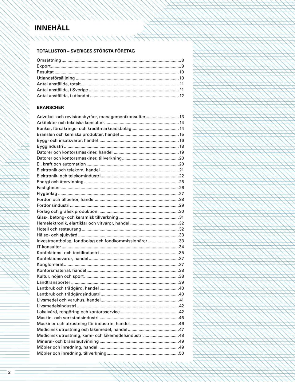 ..15 Bygg- och insatsvaror, handel...16 Byggindustri...18 Datorer och kontorsmaskiner, handel...19 Datorer och kontorsmaskiner, tillverkning...20 El, kraft och automation.