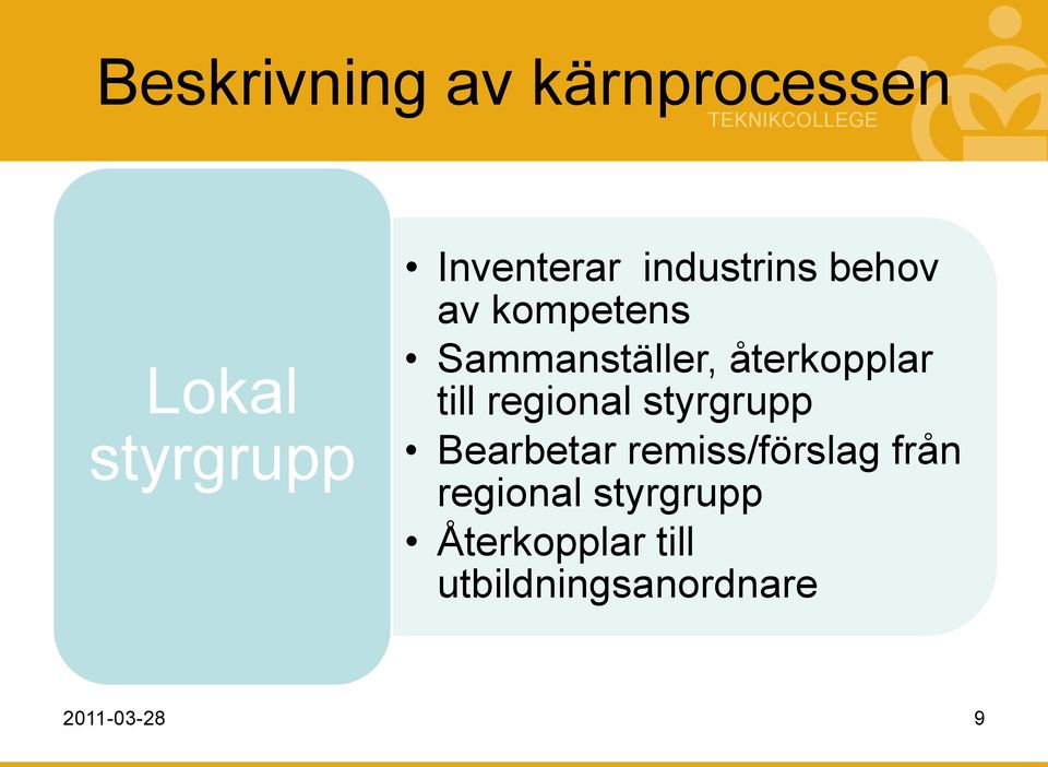 till regional styrgrupp Bearbetar remiss/förslag från