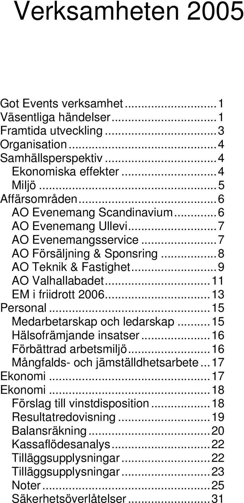 ..11 EM i friidrott 2006...13 Personal...15 Medarbetarskap och ledarskap...15 Hälsofrämjande insatser...16 Förbättrad arbetsmiljö...16 Mångfalds- och jämställdhetsarbete.