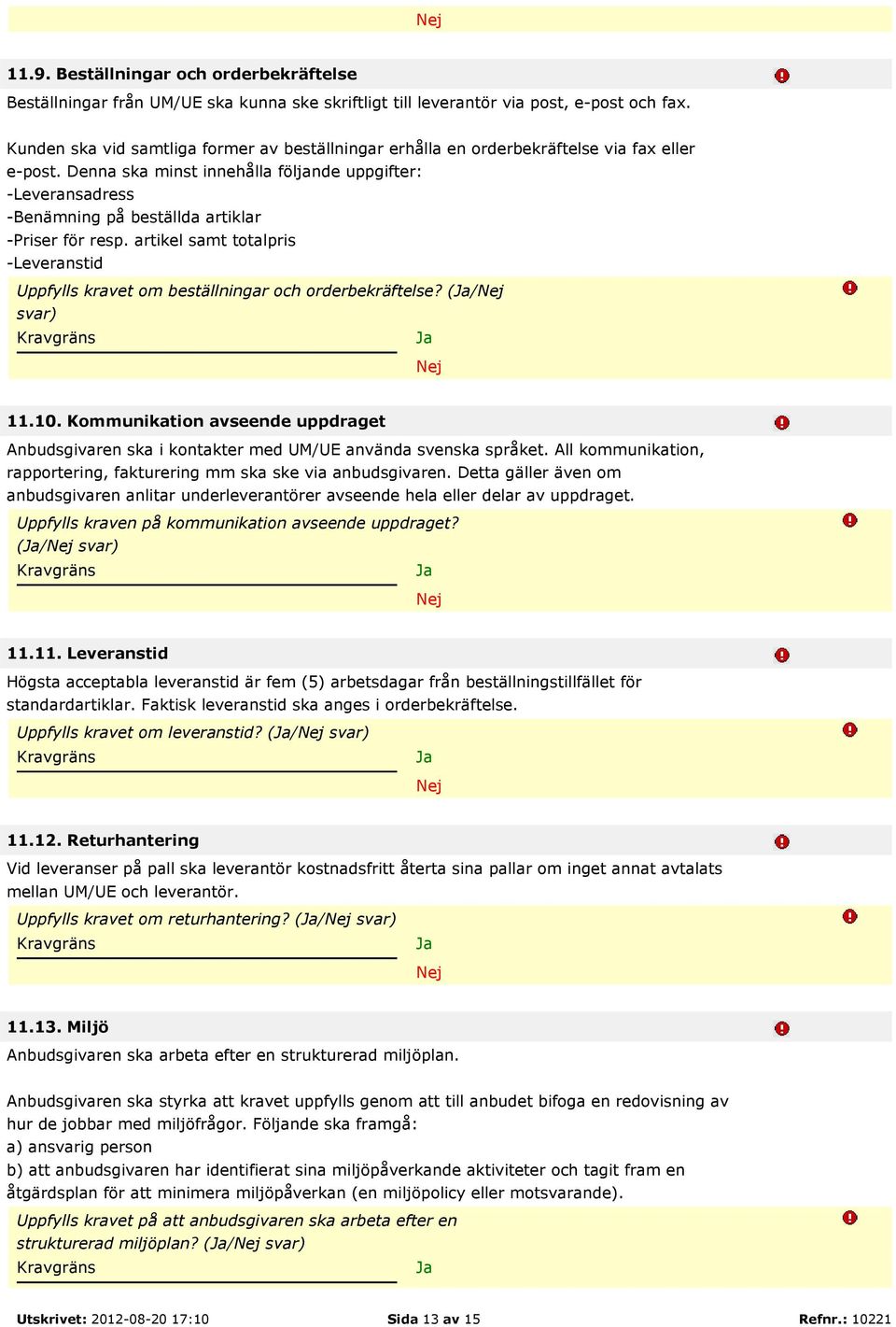 Denna ska minst innehålla följande uppgifter: -Leveransadress -Benämning på beställda artiklar -Priser för resp.