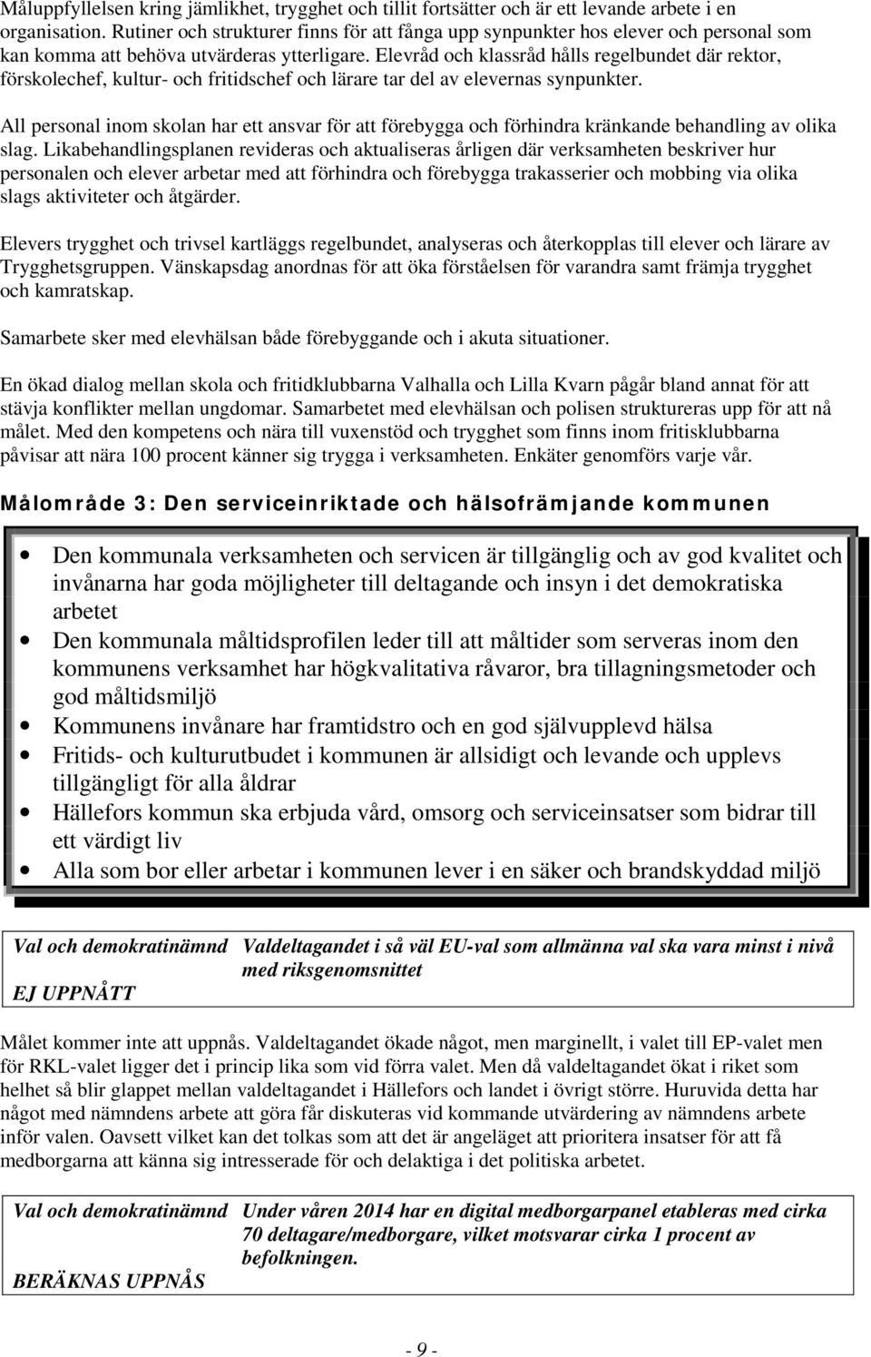 Elevråd och klassråd hålls regelbundet där rektor, förskolechef, kultur- och fritidschef och lärare tar del av elevernas synpunkter.