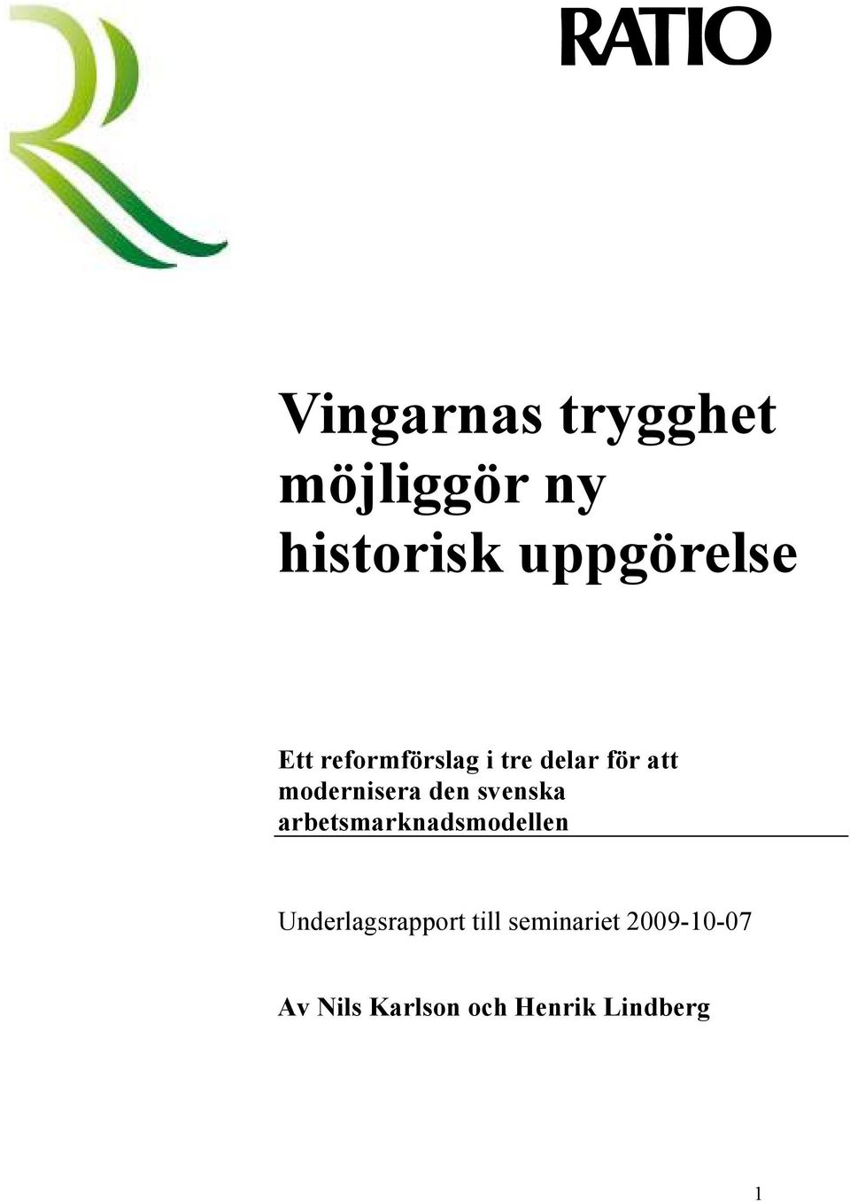 svenska arbetsmarknadsmodellen Underlagsrapport till