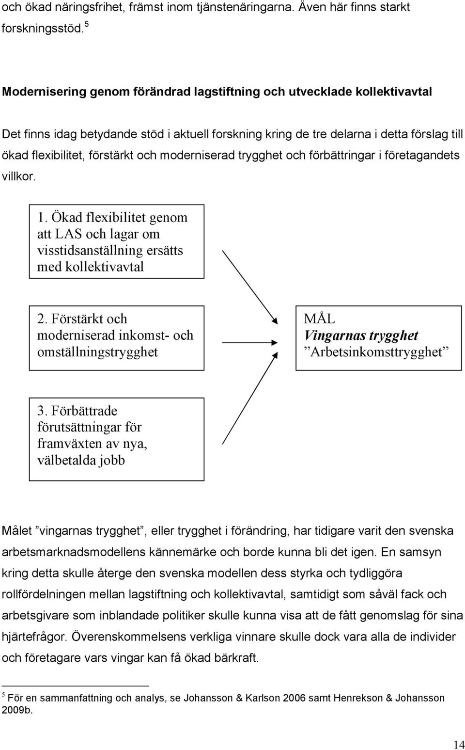 moderniserad trygghet och förbättringar i företagandets villkor. 1. Ökad flexibilitet genom att LAS och lagar om visstidsanställning ersätts med kollektivavtal 2.