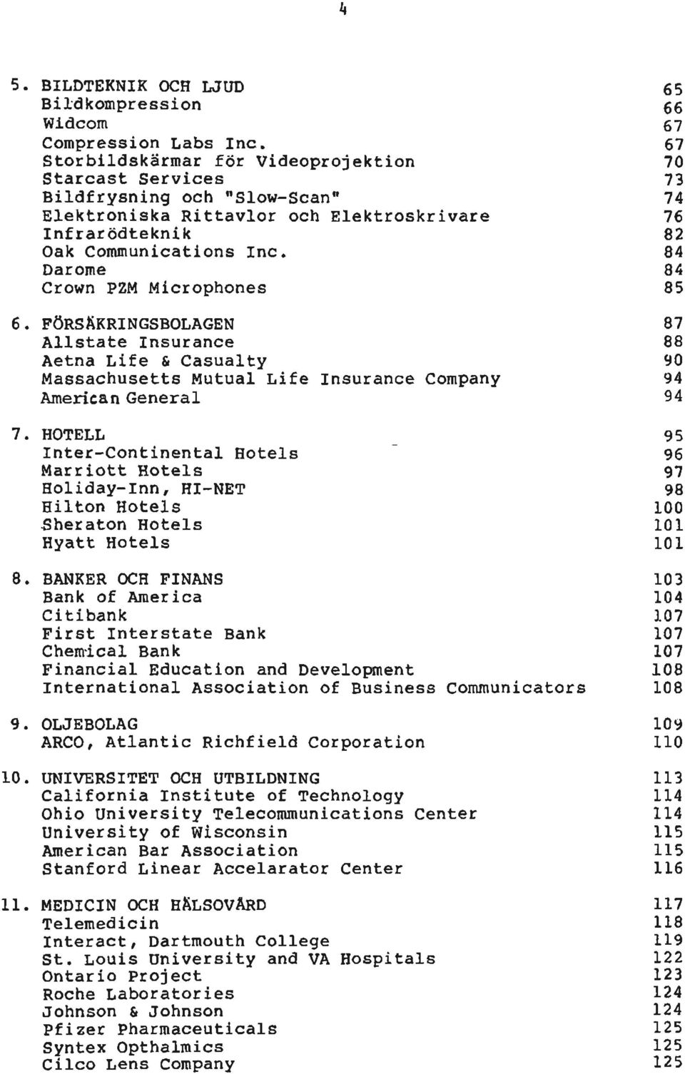 84 Darome 84 Crown PZM Microphones 85 6. FÖRSSKRINGSBLAGEN 87 Allstate Insurance 88 Aetna Life & Casualty 90 Massachusetts Mutual Life Insurance Company 94 AmericanGeneral 94 7.