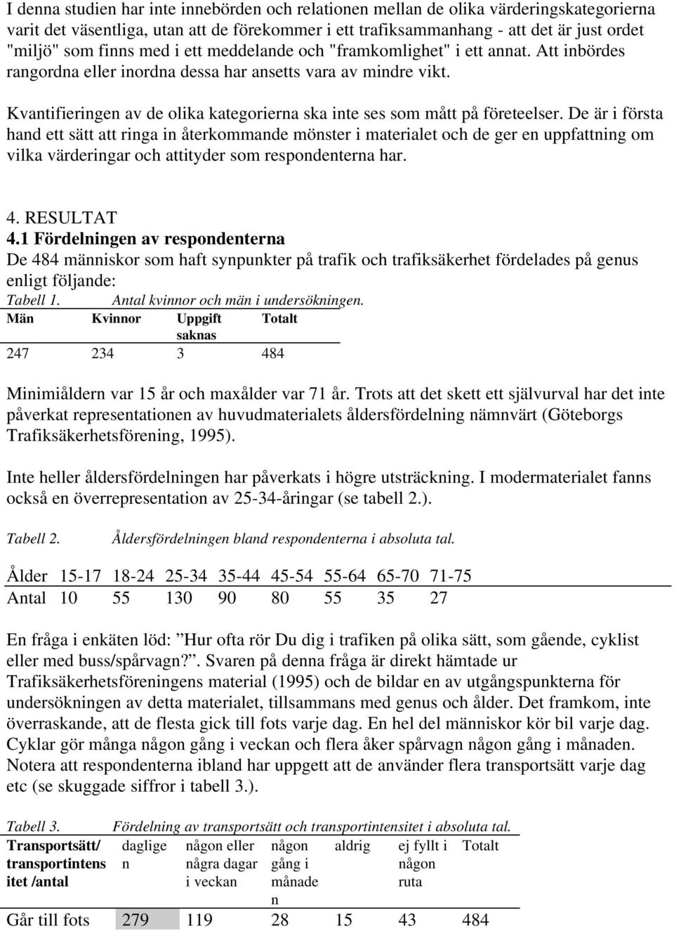 Kvantifieringen av de olika kategorierna ska inte ses som mått på företeelser.