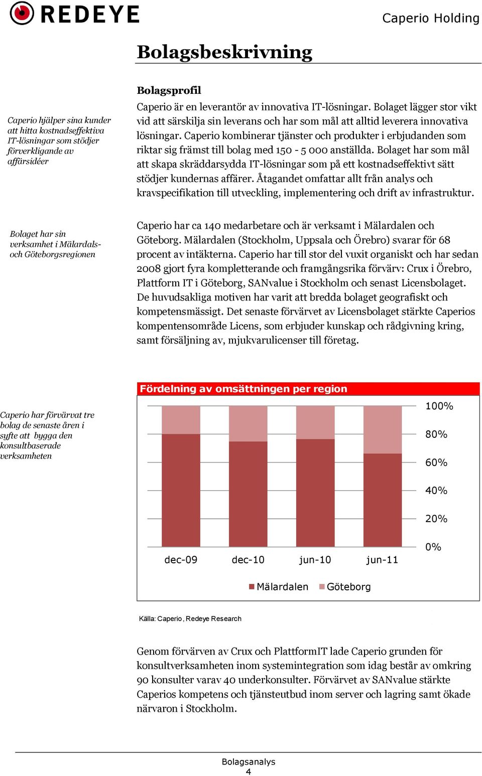 Caperio kombinerar tjänster och produkter i erbjudanden som riktar sig främst till bolag med 150-5 000 anställda.