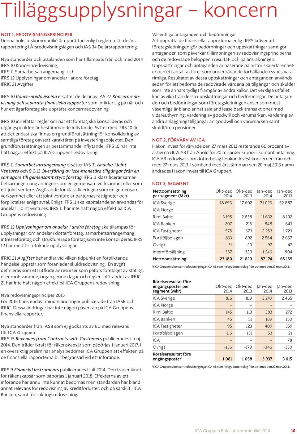 IFRIC 21 Avgifter IFRS 10 Koncernredovisning ersätter de delar av IAS 27 Koncernredovisning och separata finansiella rapporter som inriktar sig på när och hur ett ägarföretag ska upprätta