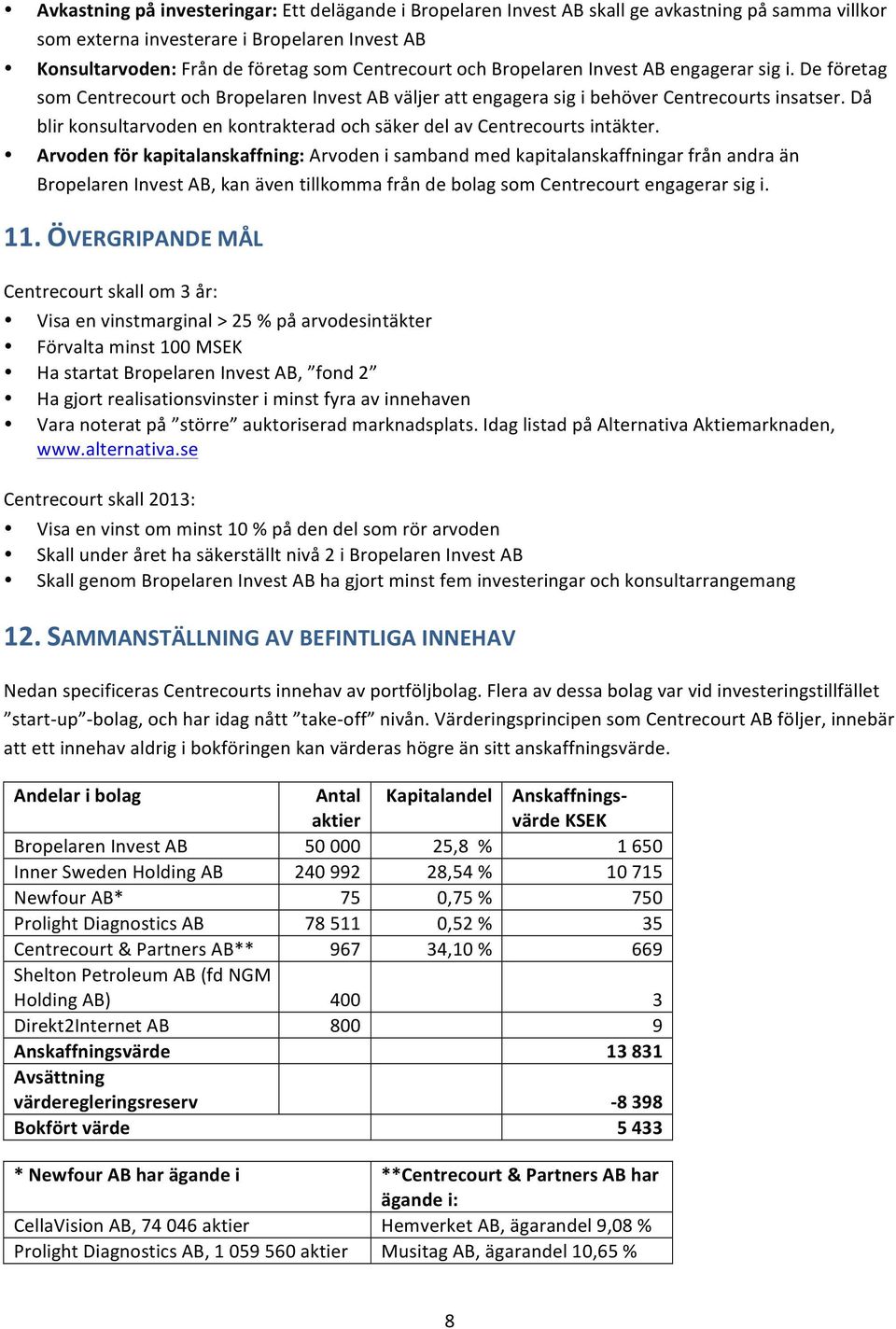 Då blir konsultarvoden en kontrakterad och säker del av Centrecourts intäkter.