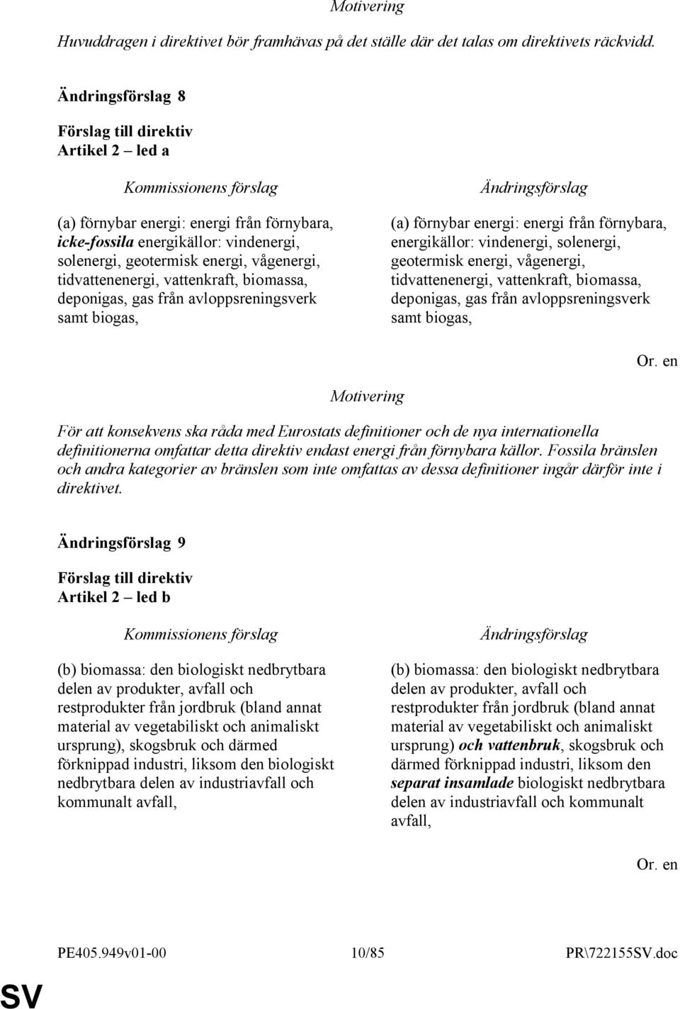 från avloppsreningsverk samt biogas, (a) förnybar energi: energi från förnybara, energikällor: vindenergi, solenergi, geotermisk energi, vågenergi, tidvattenenergi, vattenkraft, biomassa, deponigas,