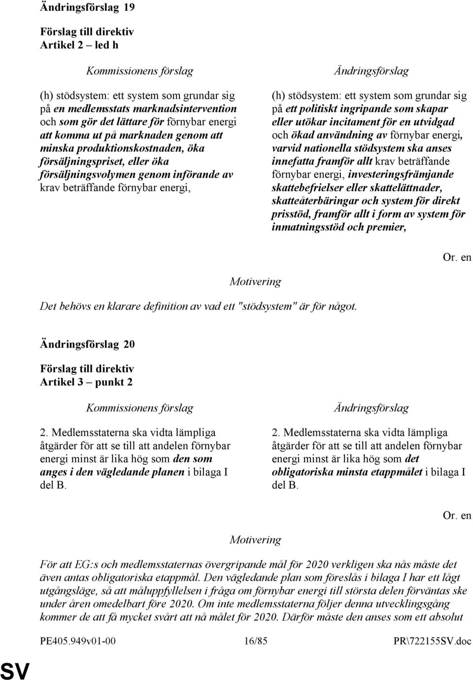 som skapar eller utökar incitament för en utvidgad och ökad användning av förnybar energi, varvid nationella stödsystem ska anses innefatta framför allt krav beträffande förnybar energi,