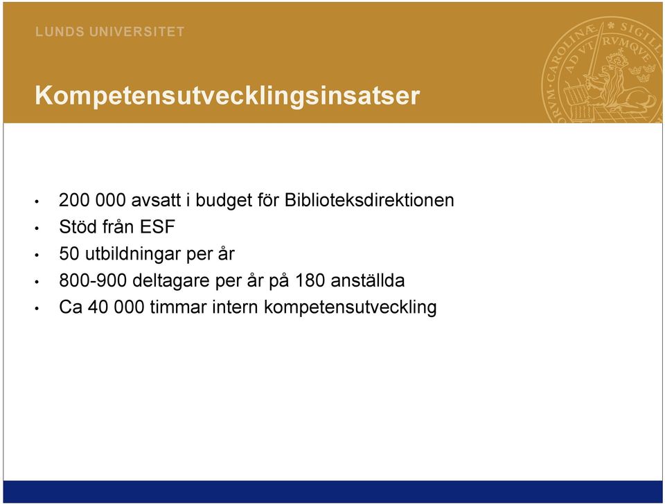 utbildningar per år 800-900 deltagare per år på