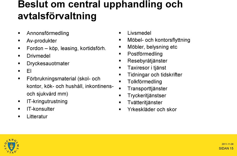 IT-kringutrustning IT-konsulter Litteratur Livsmedel Möbel- och kontorsflyttning Möbler, belysning etc Postförmedling