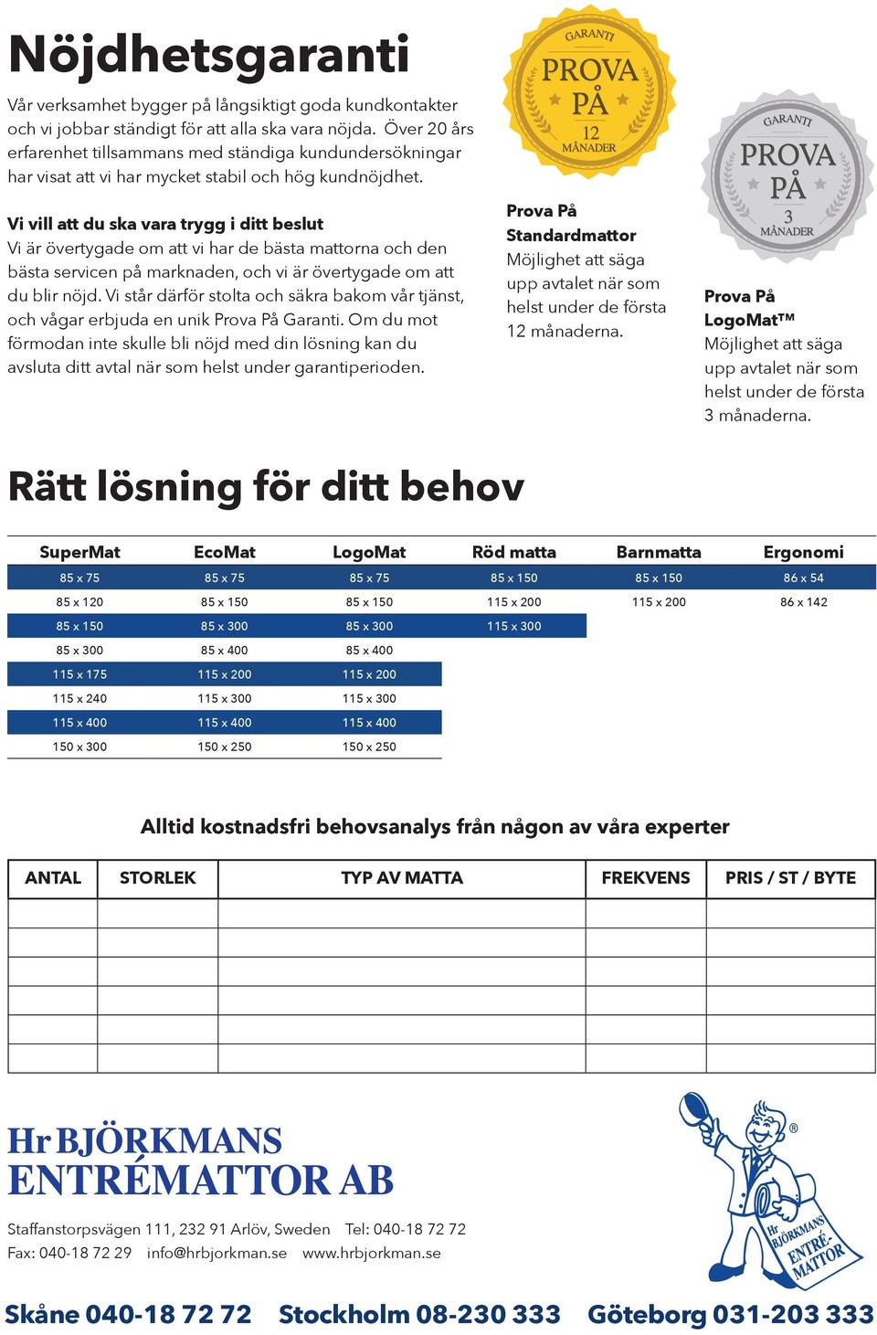 Vi vill att du ska vara trygg i ditt beslut Vi är övertygade om att vi har de bästa mattorna och den bästa servicen på marknaden, och vi är övertygade om att du blir nöjd.