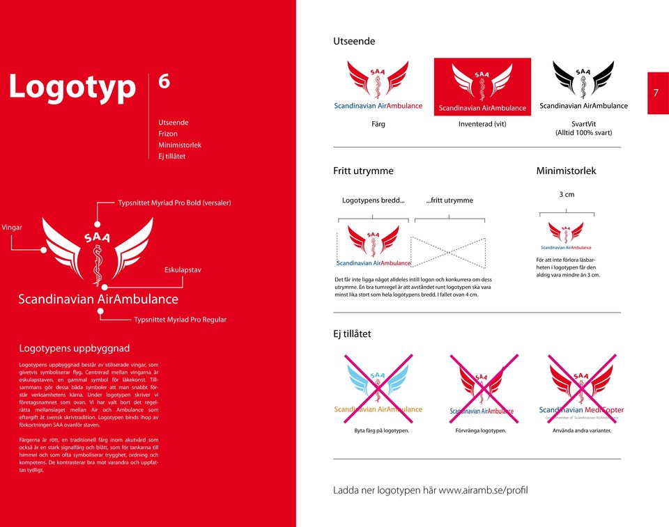 En bra tumregel är att avståndet runt logotypen ska vara minst lika stort som hela logotypens bredd. I fallet ovan 4 cm.