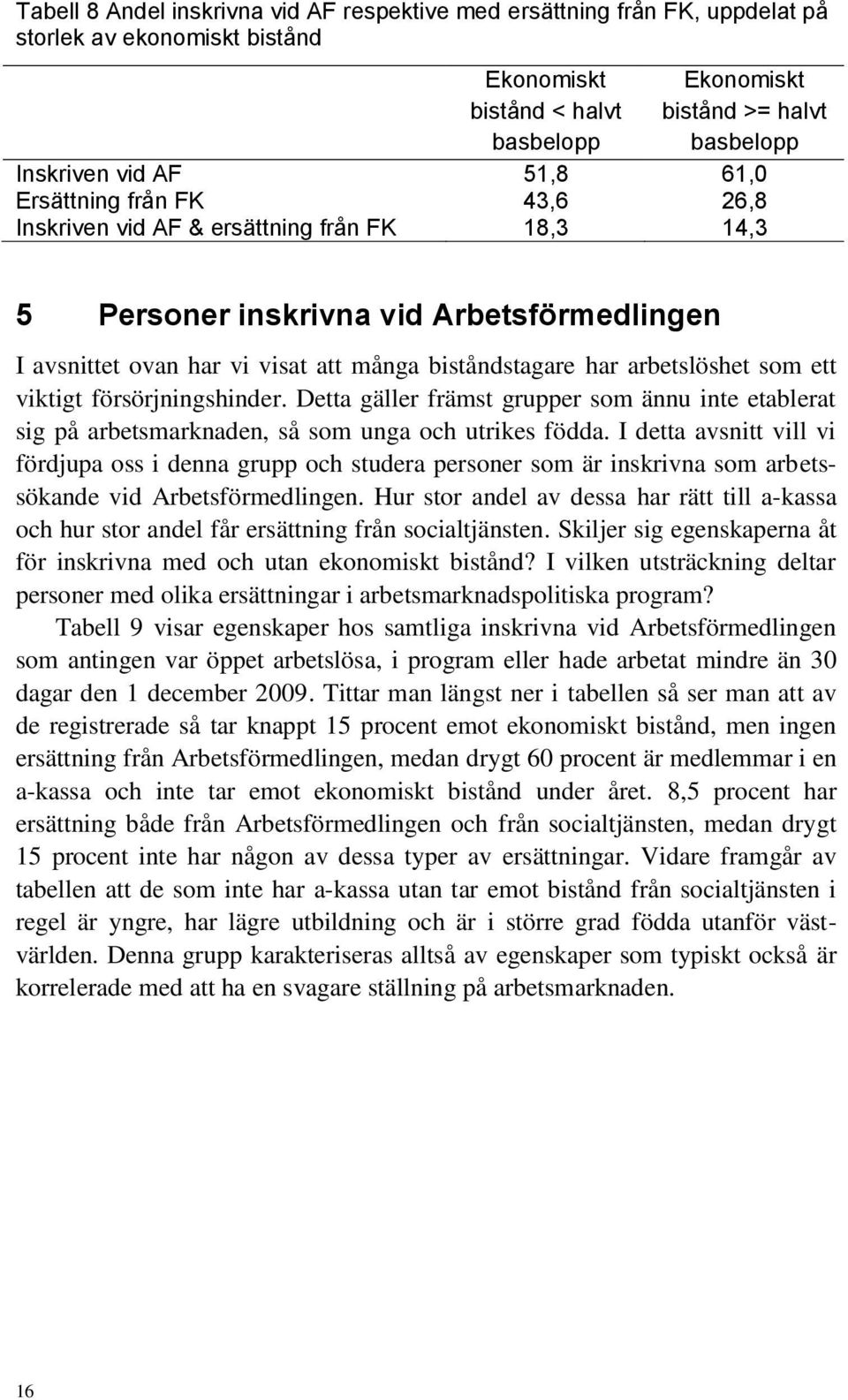 arbetslöshet som ett viktigt försörjningshinder. Detta gäller främst grupper som ännu inte etablerat sig på arbetsmarknaden, så som unga och utrikes födda.