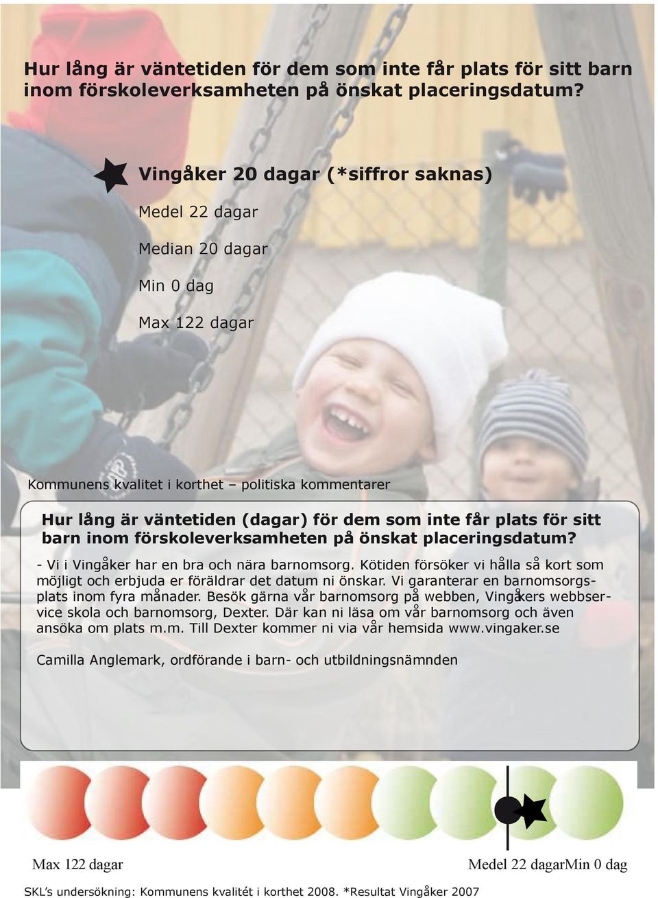 placeringsdatum? - Vi i Vingåker har en bra och nära barnomsorg. Kötiden försöker vi hålla så kort som möjligt och erbjuda er föräldrar det datum ni önskar.