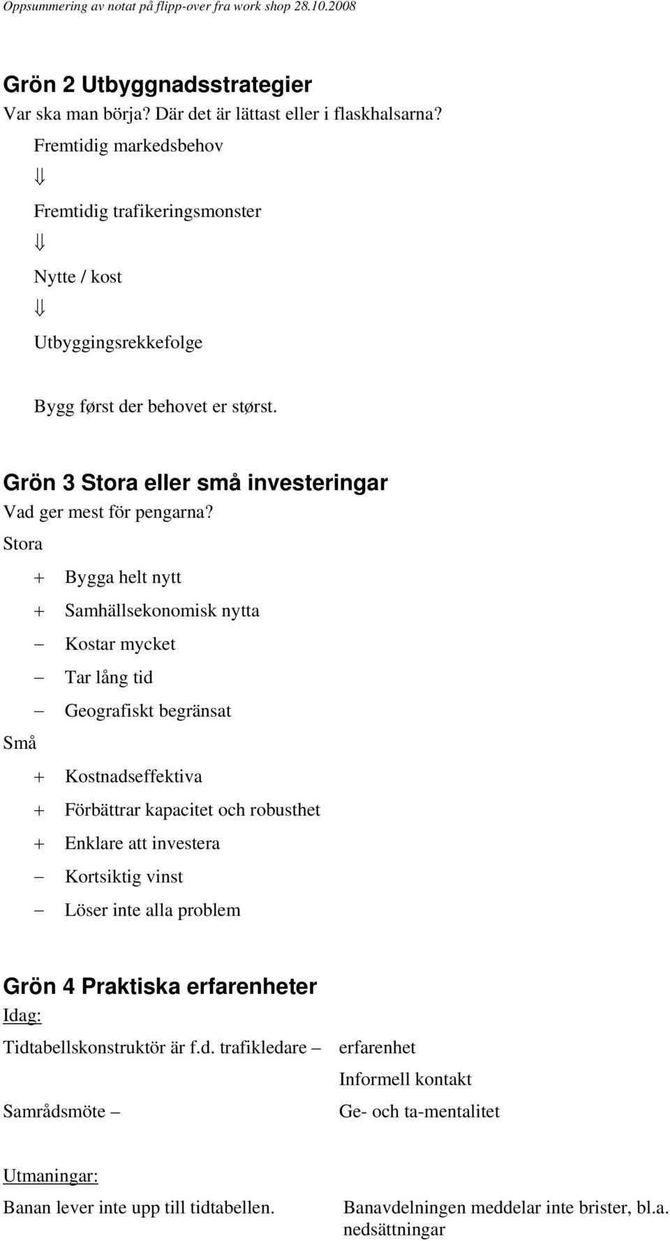 Stra + Bygga helt nytt + Samhällseknmisk nytta Små Kstar mycket Tar lång tid Gegrafiskt begränsat + Kstnadseffektiva + Förbättrar kapacitet ch rbusthet + Enklare att investera