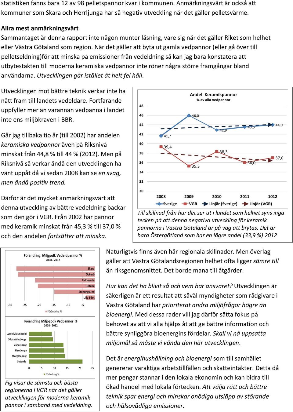 När det gäller att byta ut gamla vedpannor (eller gå över till pelletseldning)för att minska på emissioner från vedeldning så kan jag bara konstatera att utbytestakten till moderna keramiska