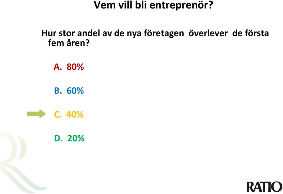 fem åren? A. 80% B. 60% C.