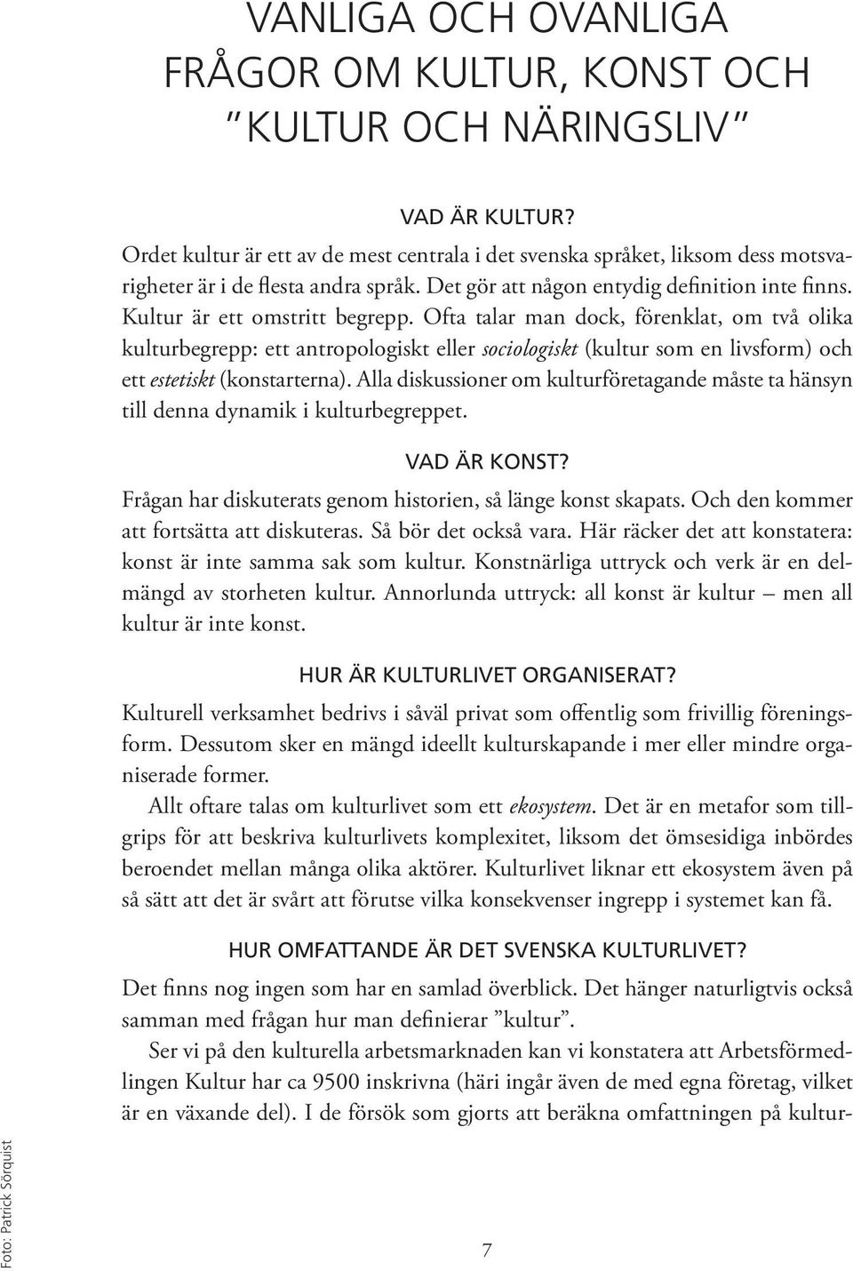 Ofta talar man dock, förenklat, om två olika kulturbegrepp: ett antropologiskt eller sociologiskt (kultur som en livsform) och ett estetiskt (konstarterna).