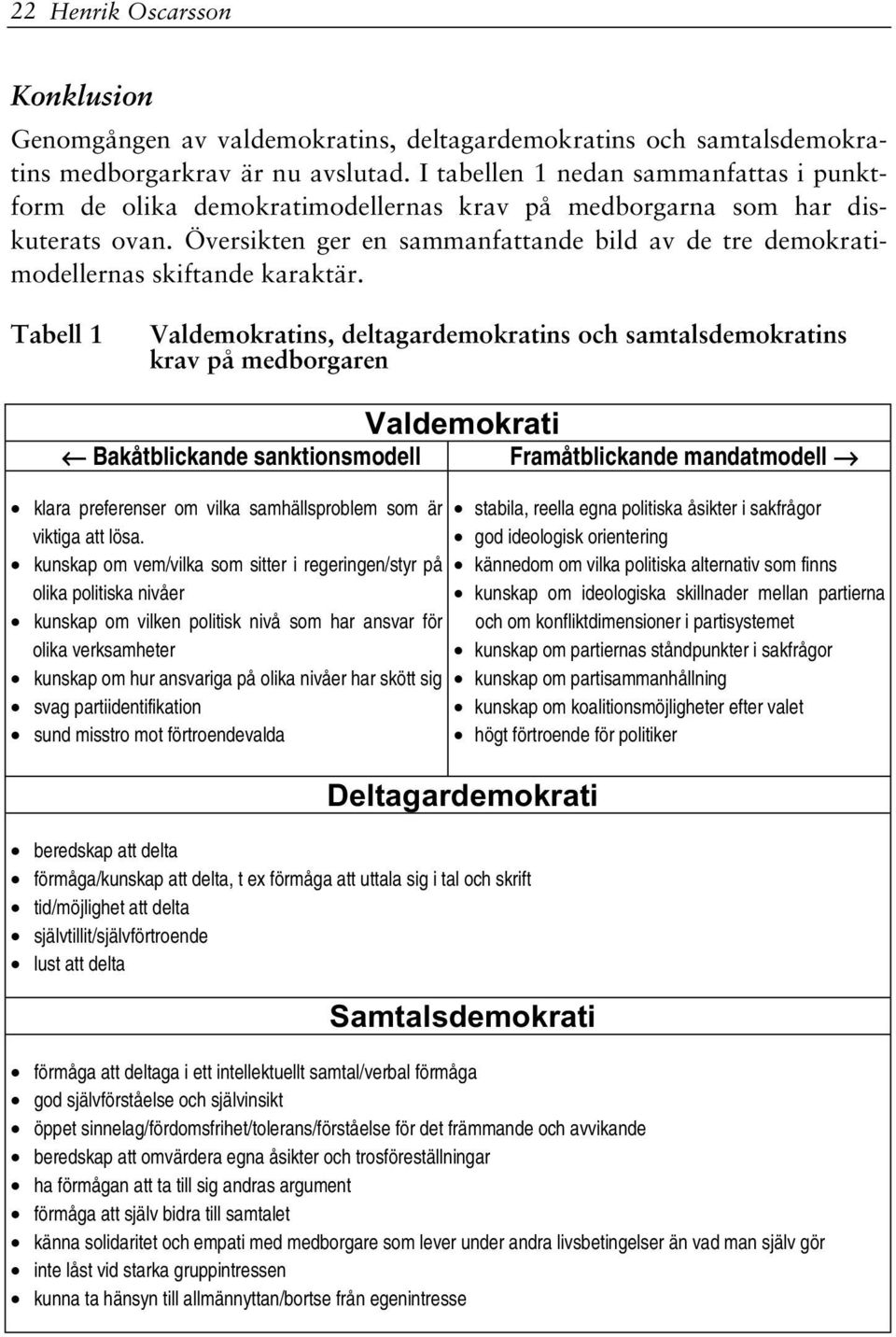 Översikten ger en sammanfattande bild av de tre demokratimodellernas skiftande karaktär.