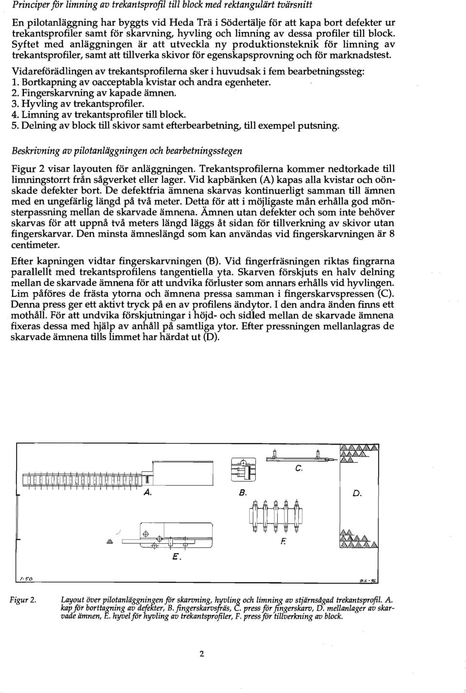 Principer for limning av trekantsprofil till block med rektanguliirt tviirsnitt En pilotanhiggning har byggts vid Heda Tdi i Sodertalje for att kapa bort defekter ur trekantsprofiler samt for