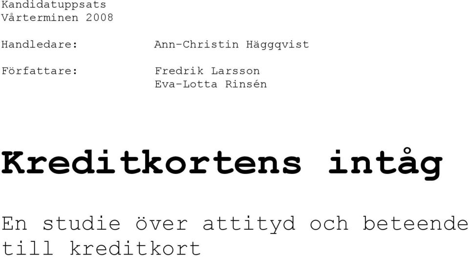 Larsson Eva-Lotta Rinsén Kreditkortens intåg