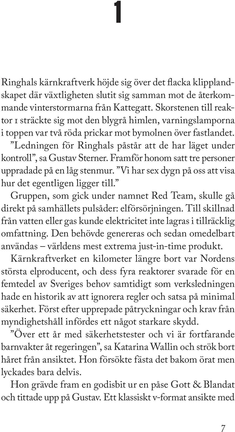 Ledningen för Ringhals påstår att de har läget under kontroll, sa Gustav Sterner. Framför honom satt tre personer uppradade på en låg stenmur.