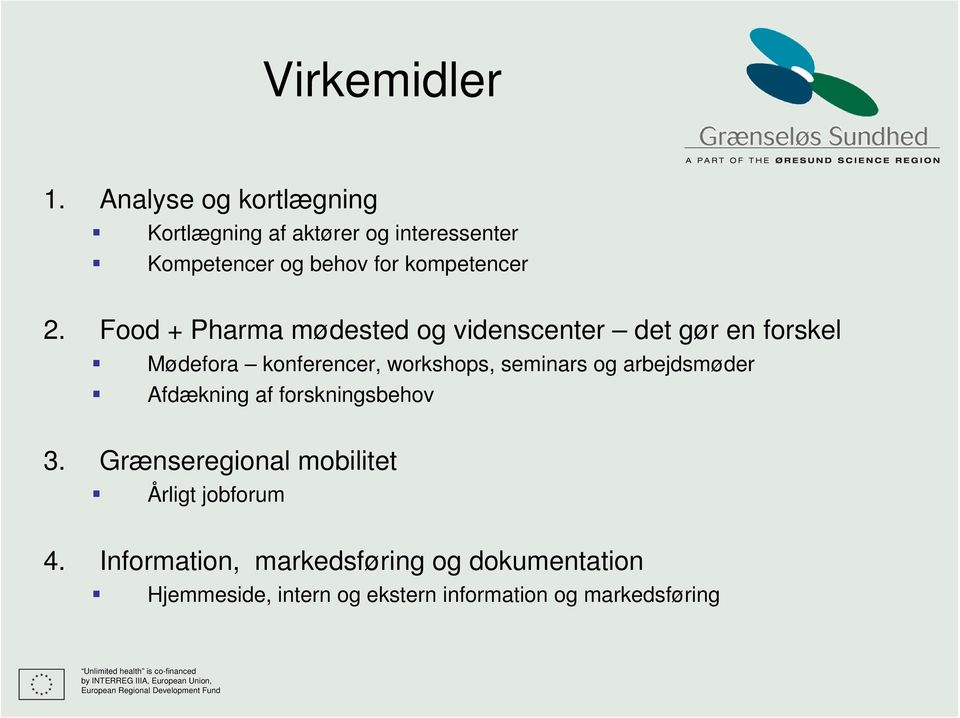 forskningsbehov 3. Grænseregional mobilitet Årligt jobforum 4.