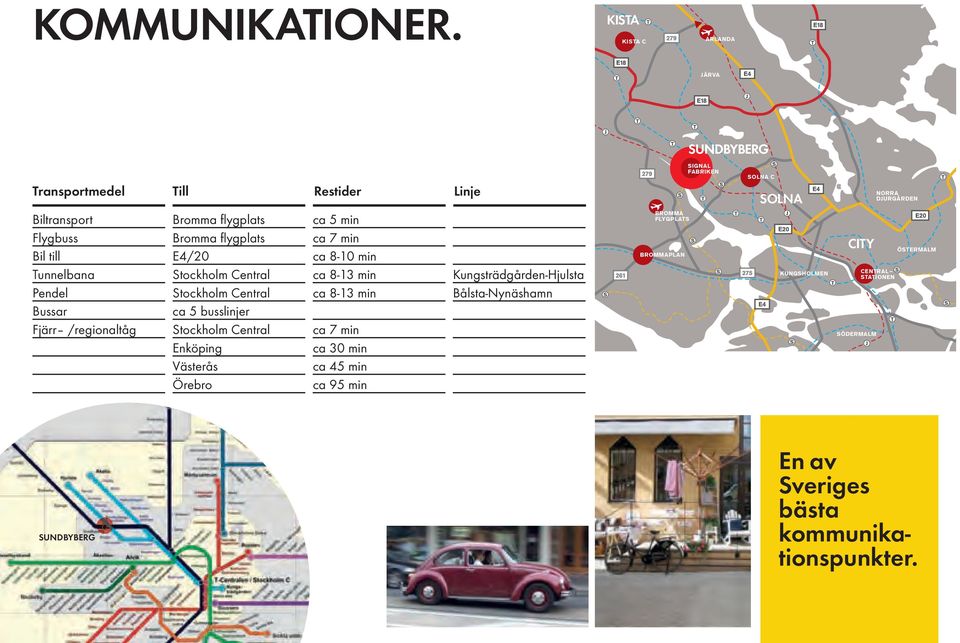 flygplats E4/20 Stockholm Central Stockholm Central ca 5 busslinjer Stockholm Central Enköping Västerås Örebro Restider ca 5 min ca 7 min ca 8-10 min