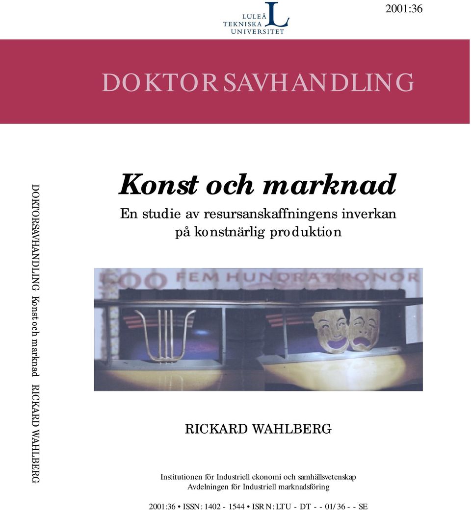 RICKARD WAHLBERG Institutionen för Industriell ekonomi och samhällsvetenskap