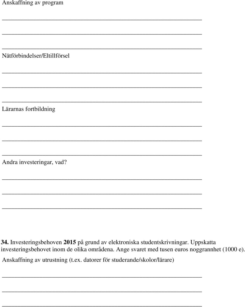 Investeringsbehoven 2015 på grund av elektroniska studentskrivningar.