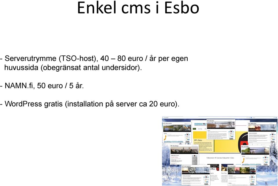 antal undersidor). - NAMN.fi, 50 euro / 5 år.