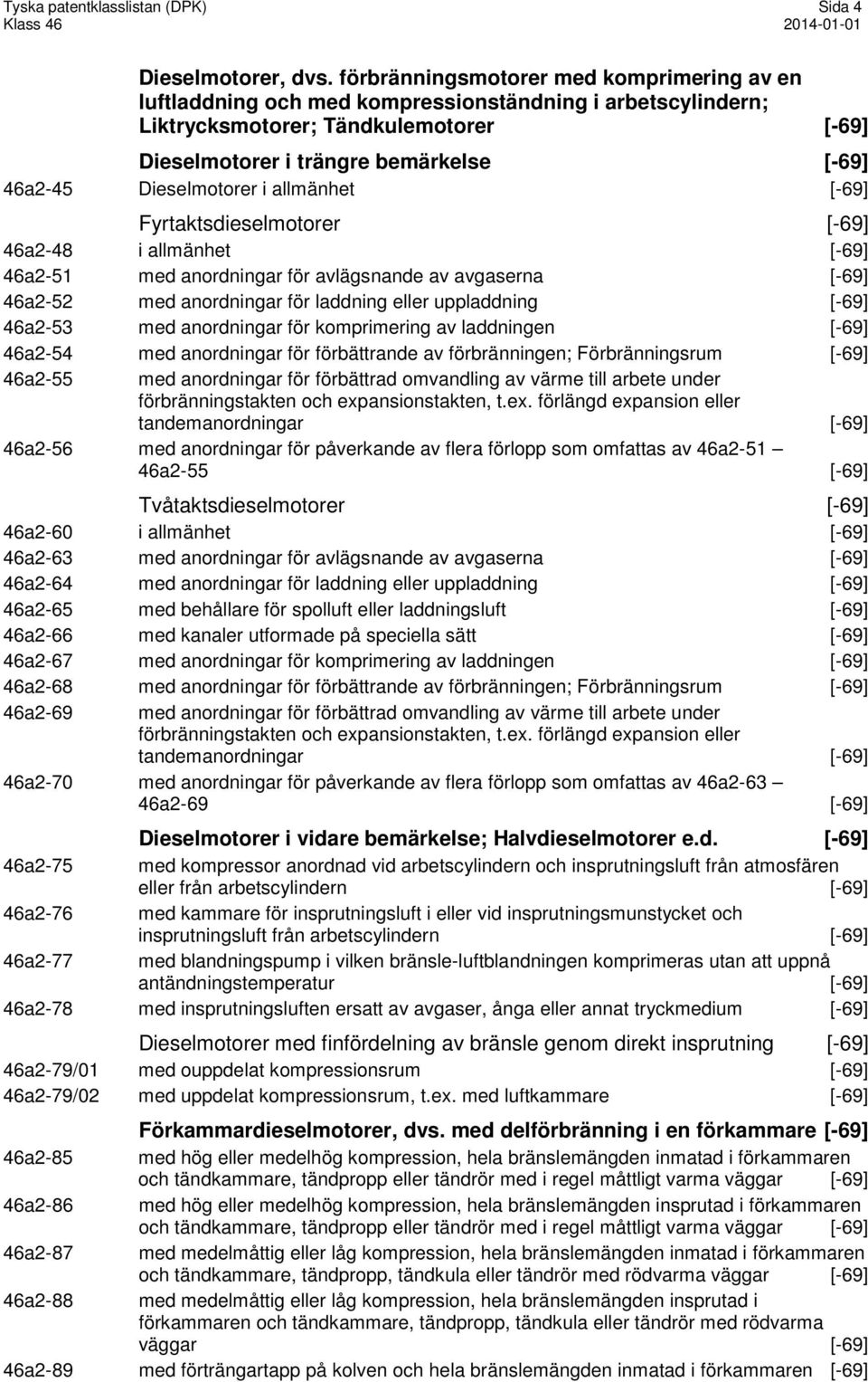 Dieselmotorer i allmänhet [-69] Fyrtaktsdieselmotorer [-69] 46a2-48 i allmänhet [-69] 46a2-51 med anordningar för avlägsnande av avgaserna [-69] 46a2-52 med anordningar för laddning eller uppladdning