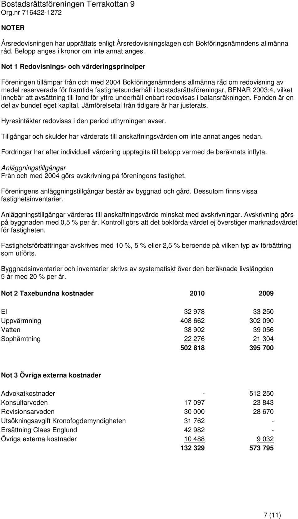 bostadsrättsföreningar, BFNAR 2003:4, vilket innebär att avsättning till fond för yttre underhåll enbart redovisas i balansräkningen. Fonden är en del av bundet eget kapital.