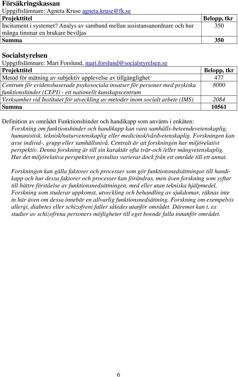 se Metod för mätning av subjektiv upplevelse av tillgänglighet 477 Centrum för evidensbaserade psykosociala insatser för personer med psykiska 8 funktionshinder (CEPI) - ett nationellt