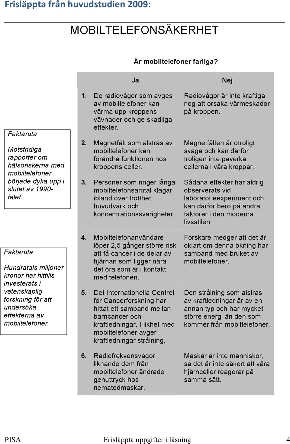 De radiovågor som avges av mobiltelefoner kan värma upp kroppens vävnader och ge skadliga effekter. 2. Magnetfält som alstras av mobiltelefoner kan förändra funktionen hos kroppens celler. 3.