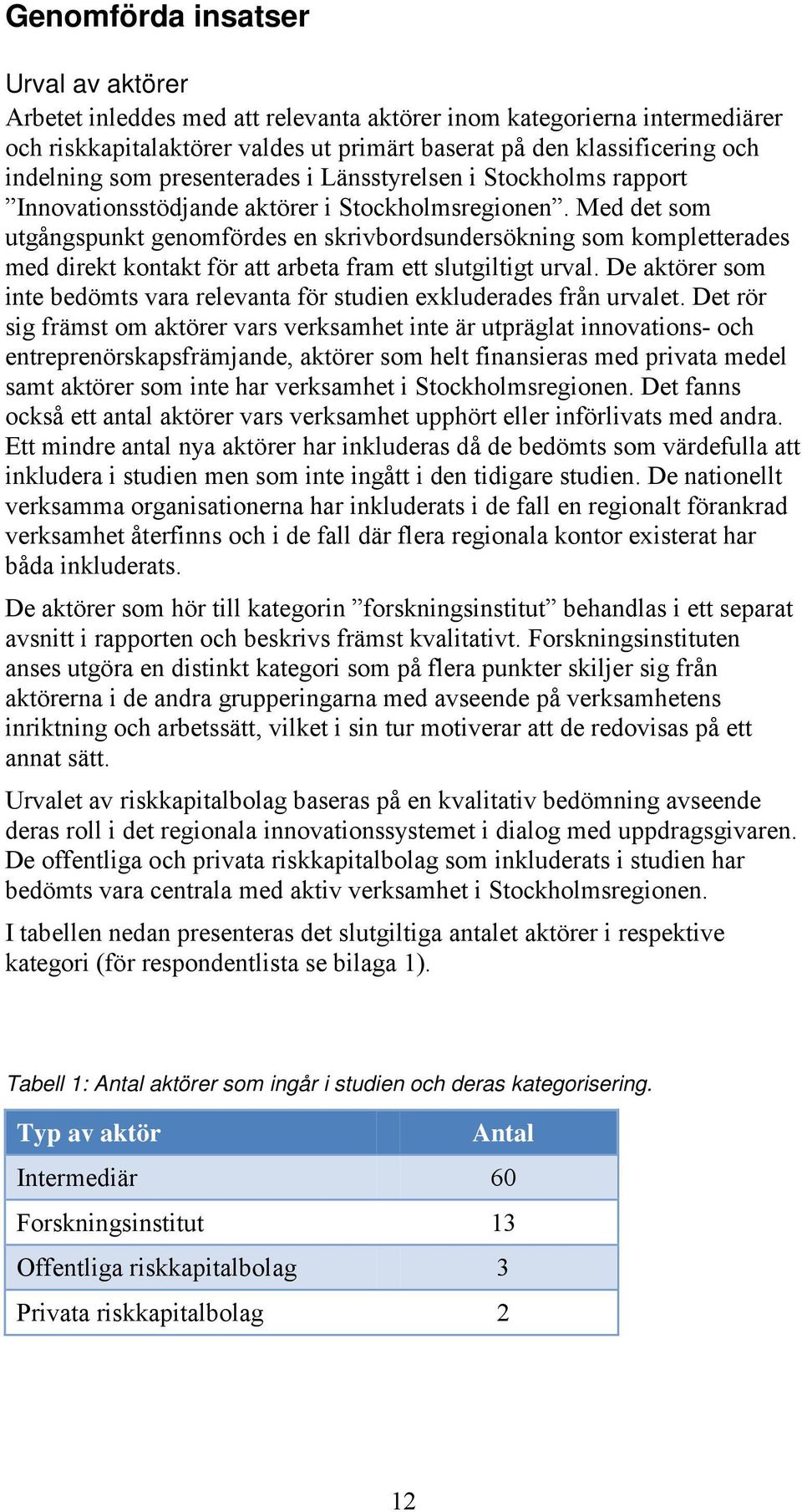 Med det som utgångspunkt genomfördes en skrivbordsundersökning som kompletterades med direkt kontakt för att arbeta fram ett slutgiltigt urval.