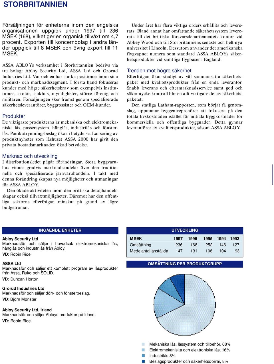 ASSA ABLOYs verksamhet i Storbritannien bedrivs via tre bolag: Abloy Security Ltd, ASSA Ltd och Grorud Industries Ltd. Var och en har starka positioner inom sina produkt- och marknadssegment.