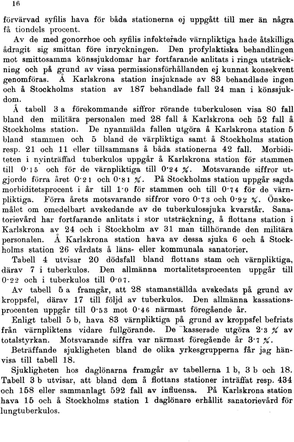 Den profylaktiska behandlingen mot smittosamma könssjukdomar har fortfarande anlitats i ringa utsträckning och på grund av vissa permissionsförhållanden ej kunnat konsekvent genomföras.