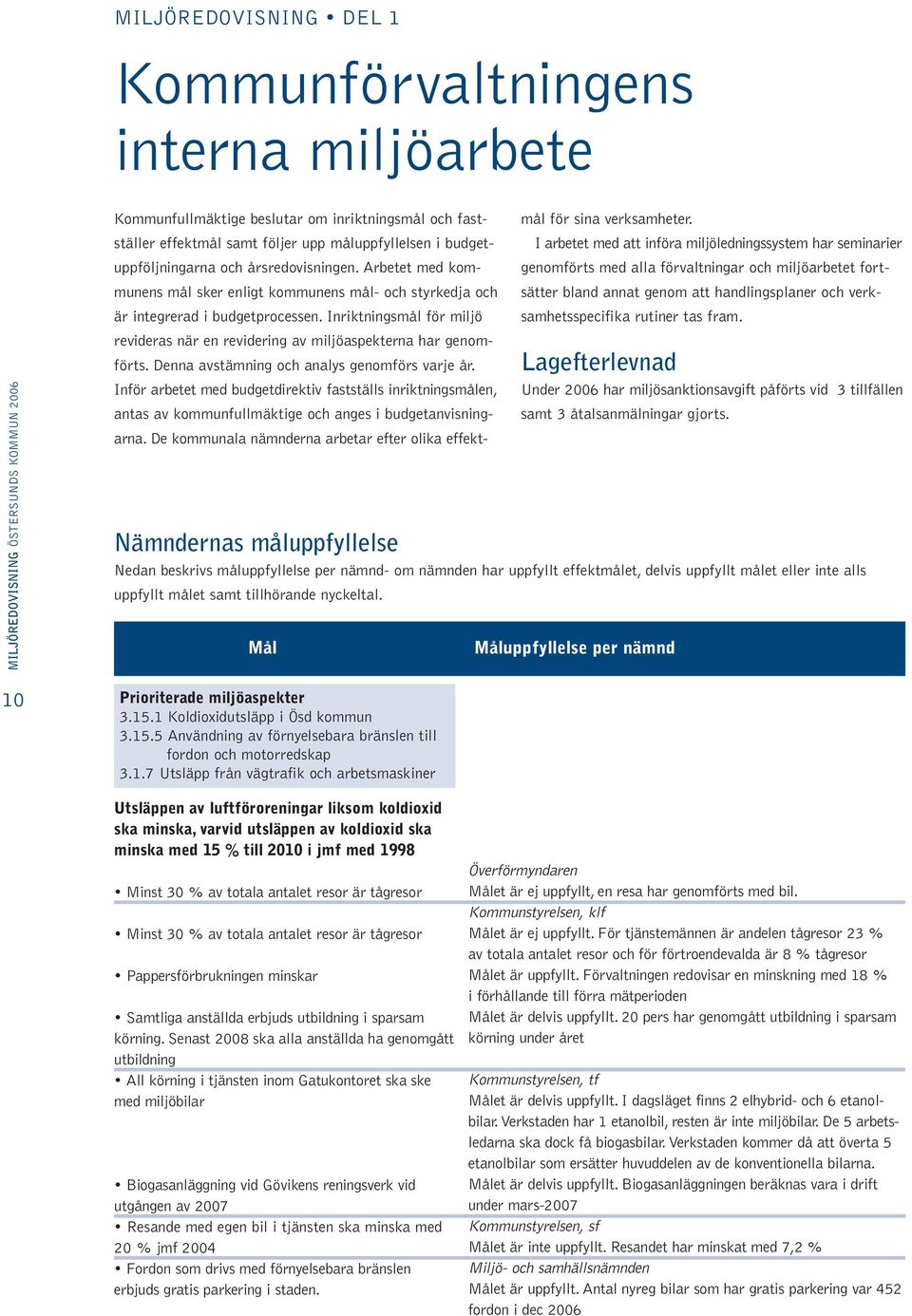 Inriktningsmål för miljö revideras när en revidering av miljöaspekterna har genomförts. Denna avstämning och analys genomförs varje år.